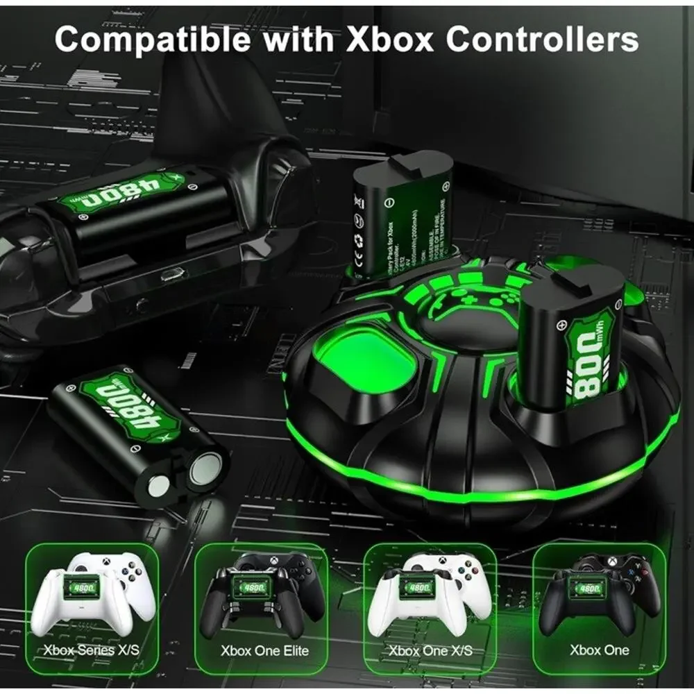 Fast Charging 4x4800mWh Xbox Battery Pack with Charger - For Xbox Elite & Series